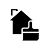 Abstract Black House with Connecting Plug Symbol